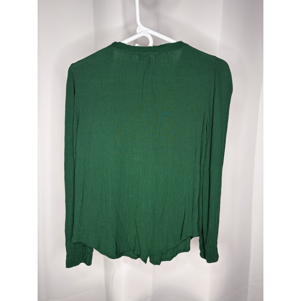 Mason & Belle Peasant Blouse Womens Small Boho Fairy Core Green Ruffled Neck - Picture 4 of 10